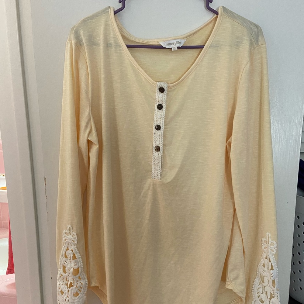 Creamy yellow blouse  with lace